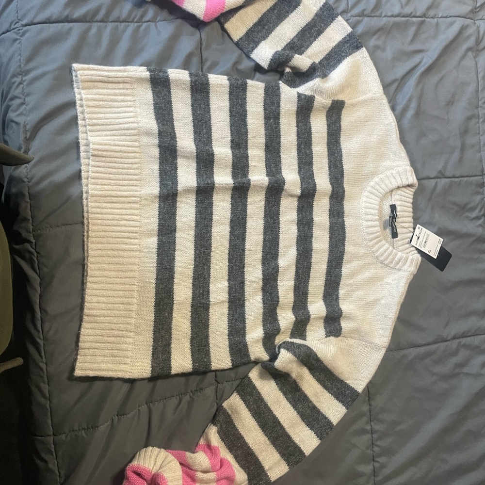 Striped Gray and Pink Sweater